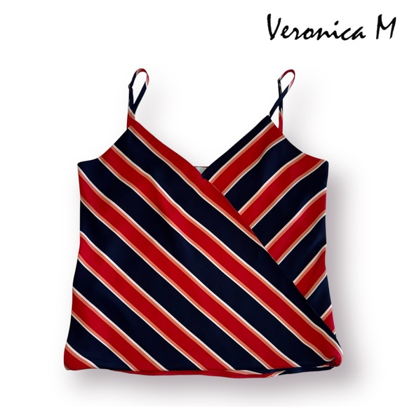 Veronica M Red Navy White Striped Camisole Sleeveless Blouse - Picture 4 of 8